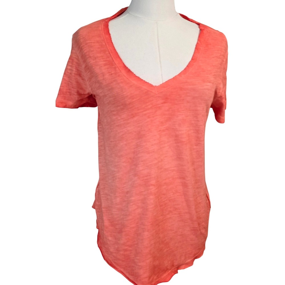 Maeve Anthropologie‎ Coral Slub V-Neck T-Shirt Size Small NWT 57192577 - Picture 3 of 7
